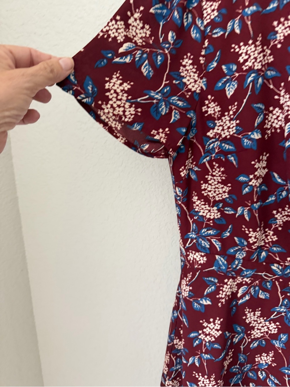 Madewell Burgundy Floral V-Neck Mini Dress size 0 - Picture 8 of 14